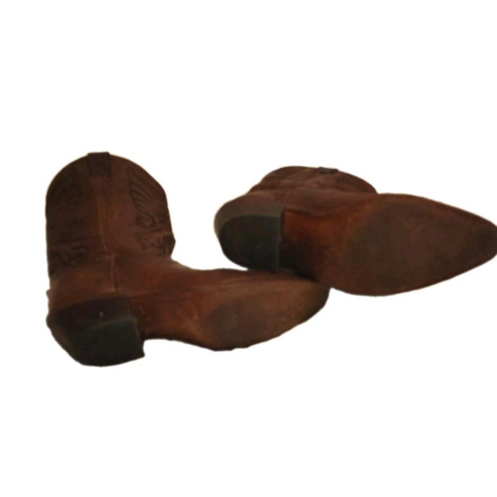 Vintage Western Leather Cowboy Boots Mens Brown Pointed Toe Shaft Stitching ~7 - Picture 7 of 8